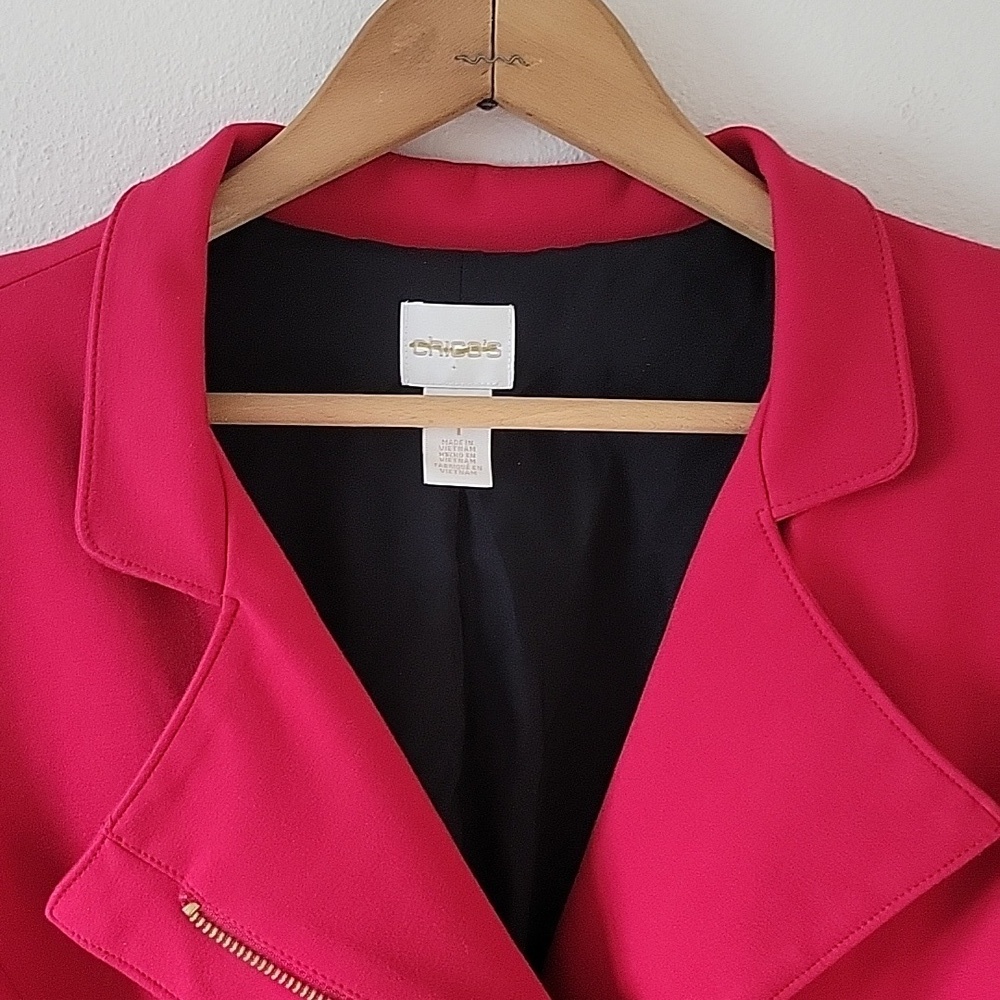 Chico's Red Sleek‎ Ponte Jacket Size Medium - Picture 9 of 12